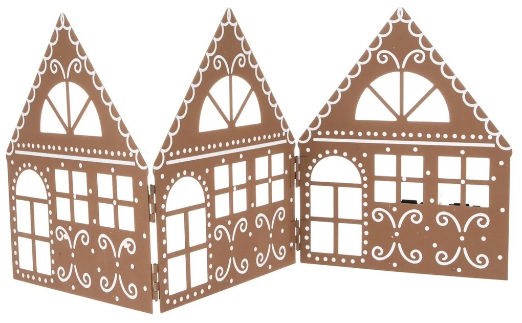 Three houses karácsonyi fém dekoráció barna, 50 x 20 n  x 2,5 cm