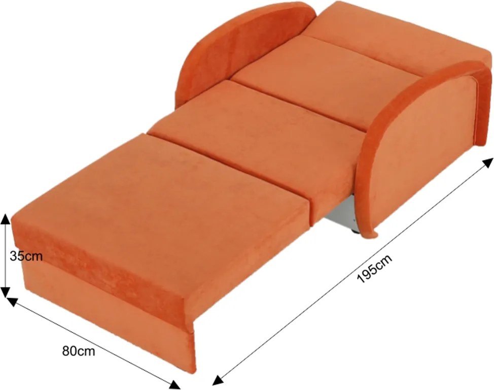 Széthúzható fotel, narancssárga, MILI 1