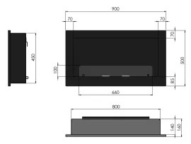 InFire - Beépített BIO kandalló 90x50 cm fekete