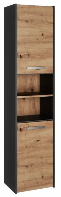 Riano MIX S40 fürdőszoba szekrény, 40x170x30 cm, antracit-tölgy
