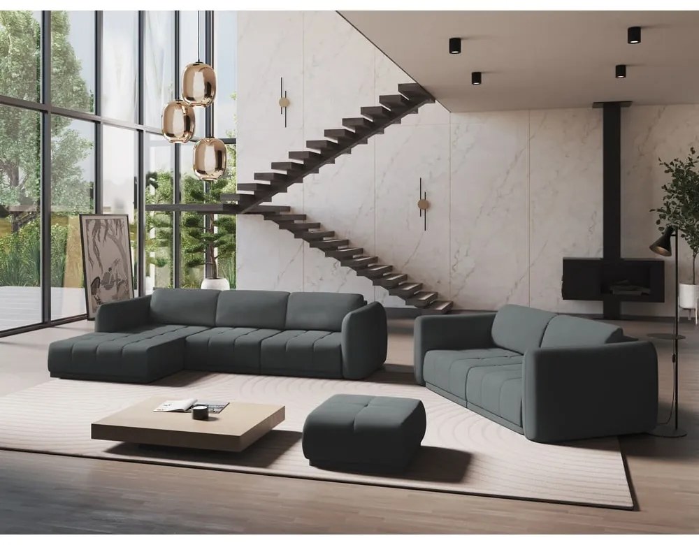 Sötétszürke sarokkanapé (bal oldali) Hoku – Makamii