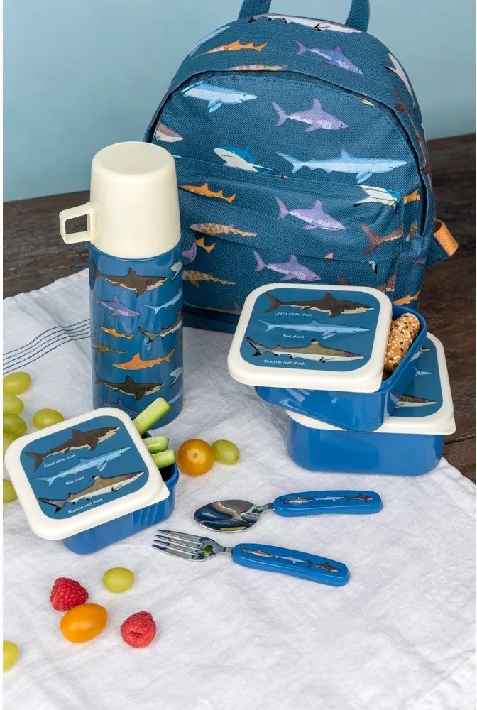 Sötétkék gyerek uzsonnás doboz szett 3 db-os Sharks – Rex London