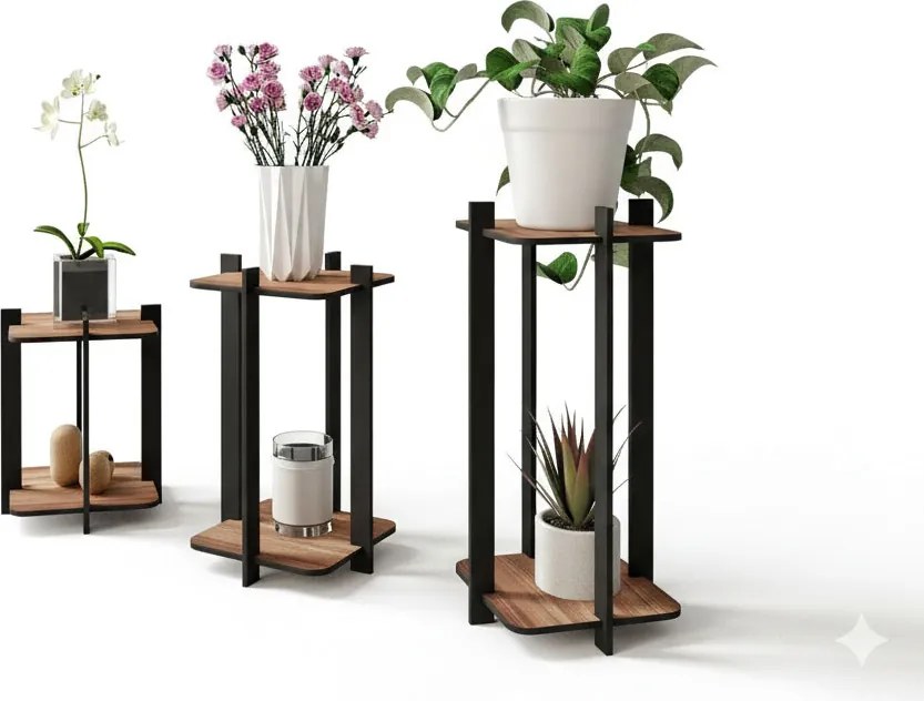 Virágállvány 3-dbos szett, szögletes