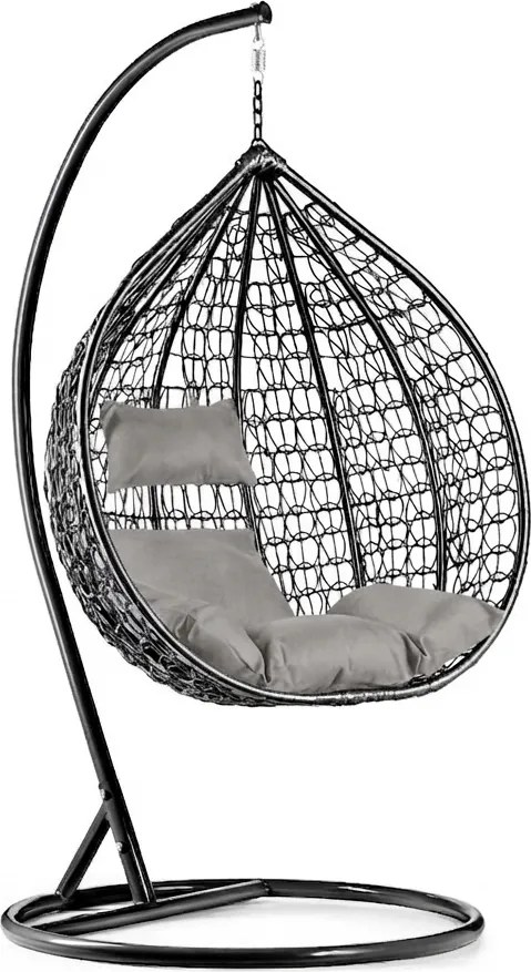 Fekete függőszék KOKON állvánnyal, világos párna