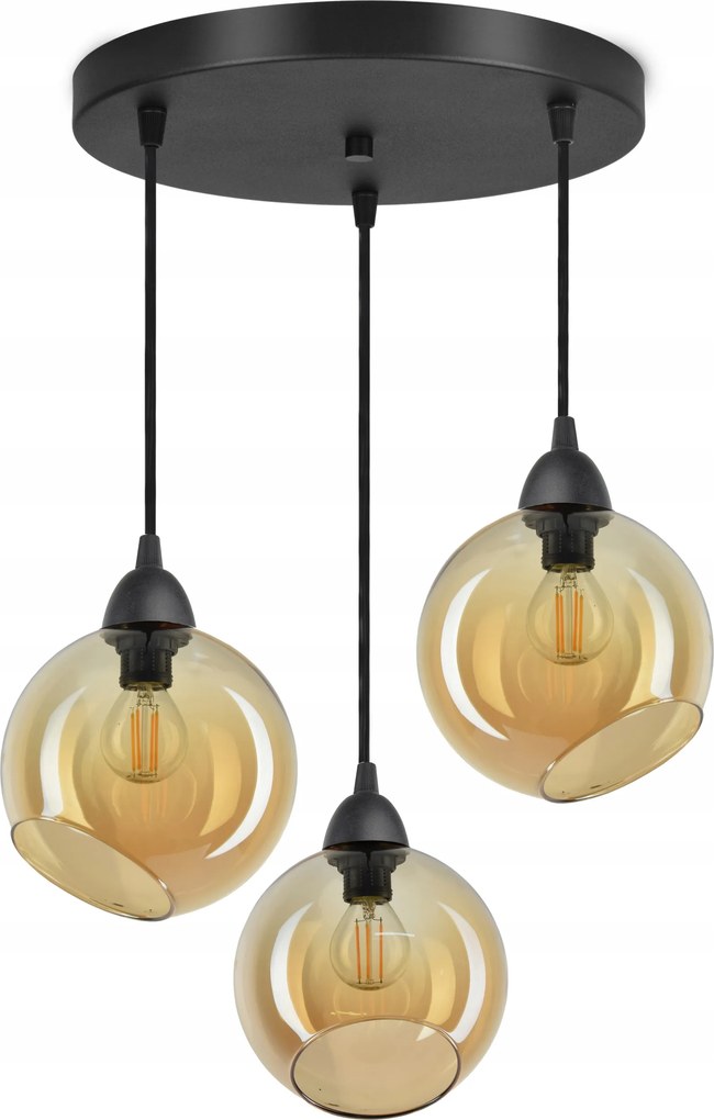 Mennyezeti Függő Lámpa Három Üveg Gömb Méz Led