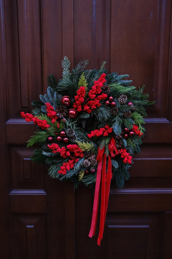 Nobilis Természetes Fenyőből Készült Karácsonyi Koszorú, 30cm , Karácsony