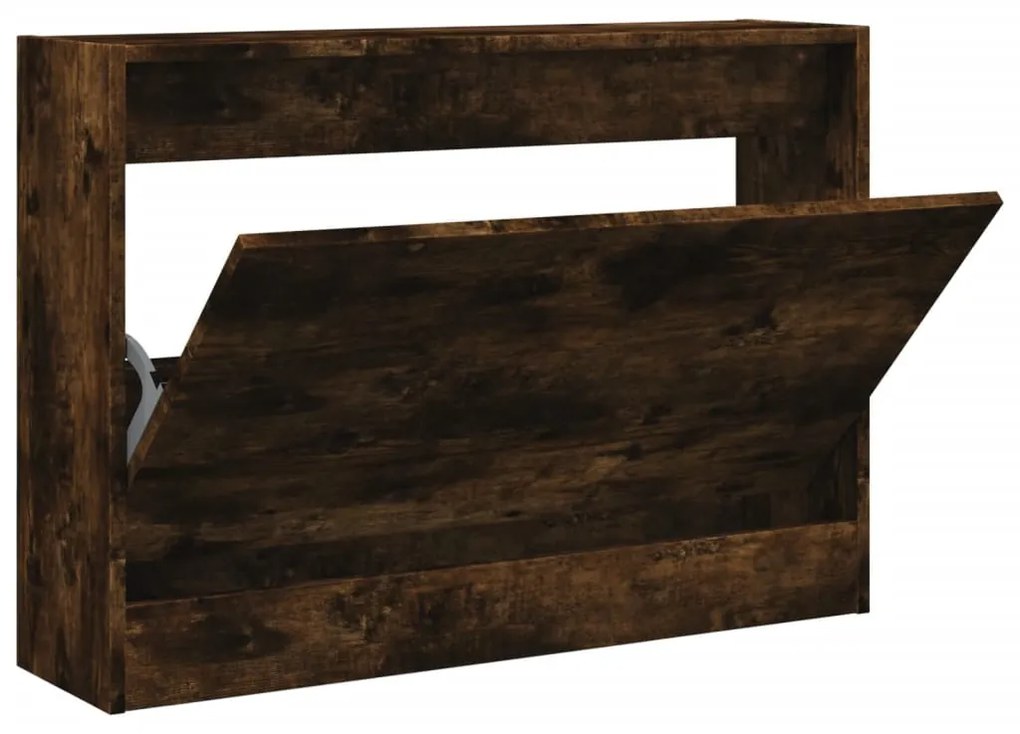 füstös tölgy színű szerelt fa cipőszekrény 80 x 21 x 57 cm