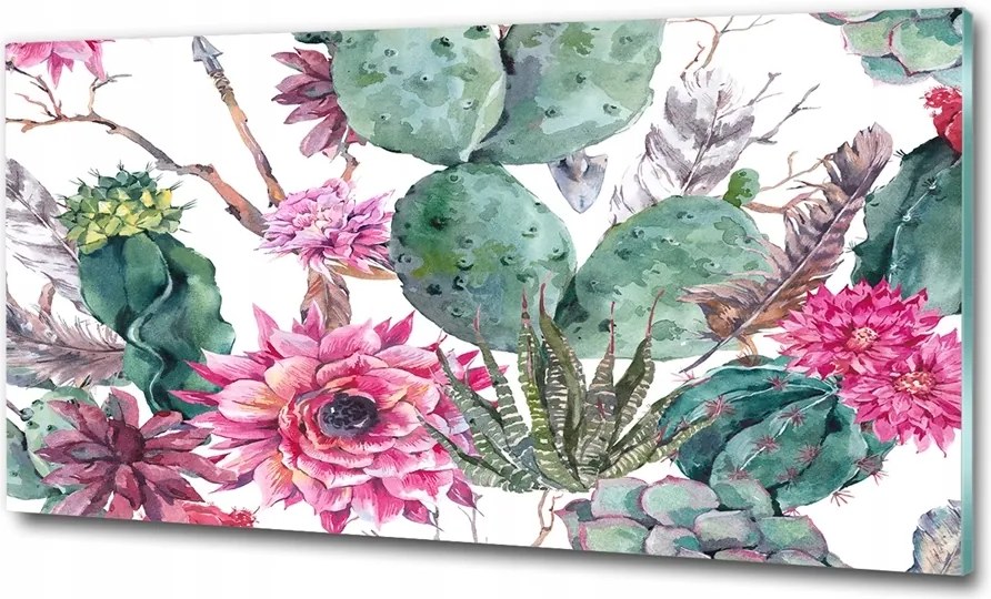 Fotó üvegkép Páfrányok és virágok 125x50