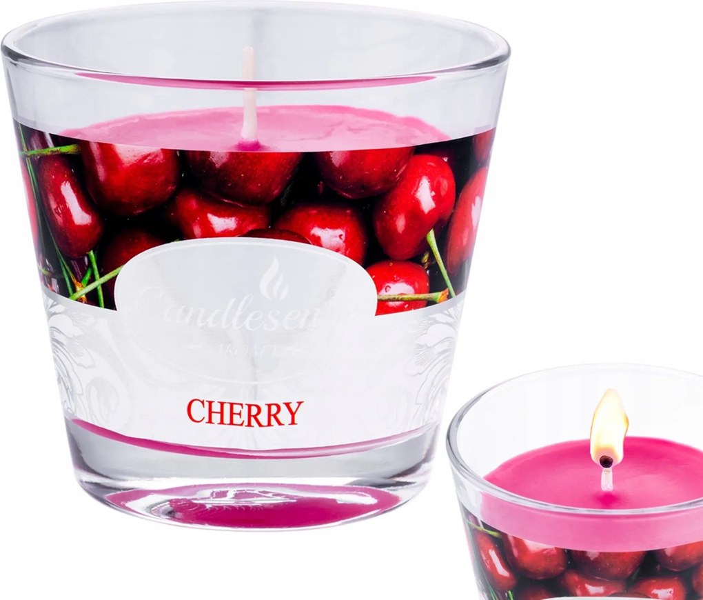 Illatgyertya Paraffin gyertya üvegben Ajándék Gyertyák Édes Cseresznye