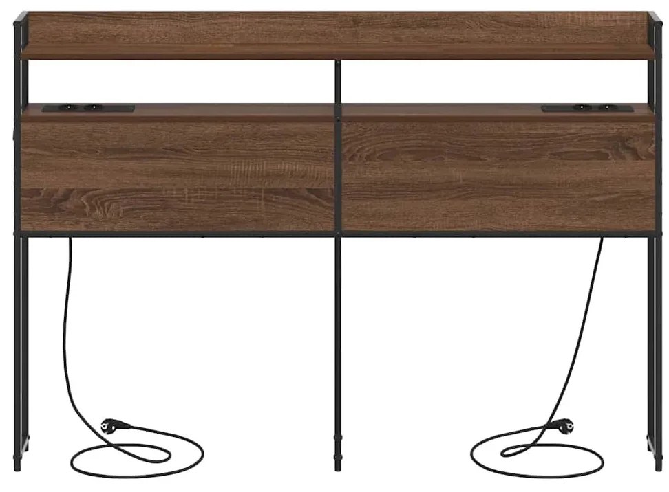 Fejtámla LED -es lámpákkal polcokkal barna tölgy 140 cm Faanyag