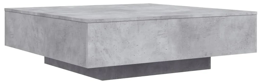 Betonszürke dohányzóasztal LED-lámpákkal 100 x 100 x 31 cm