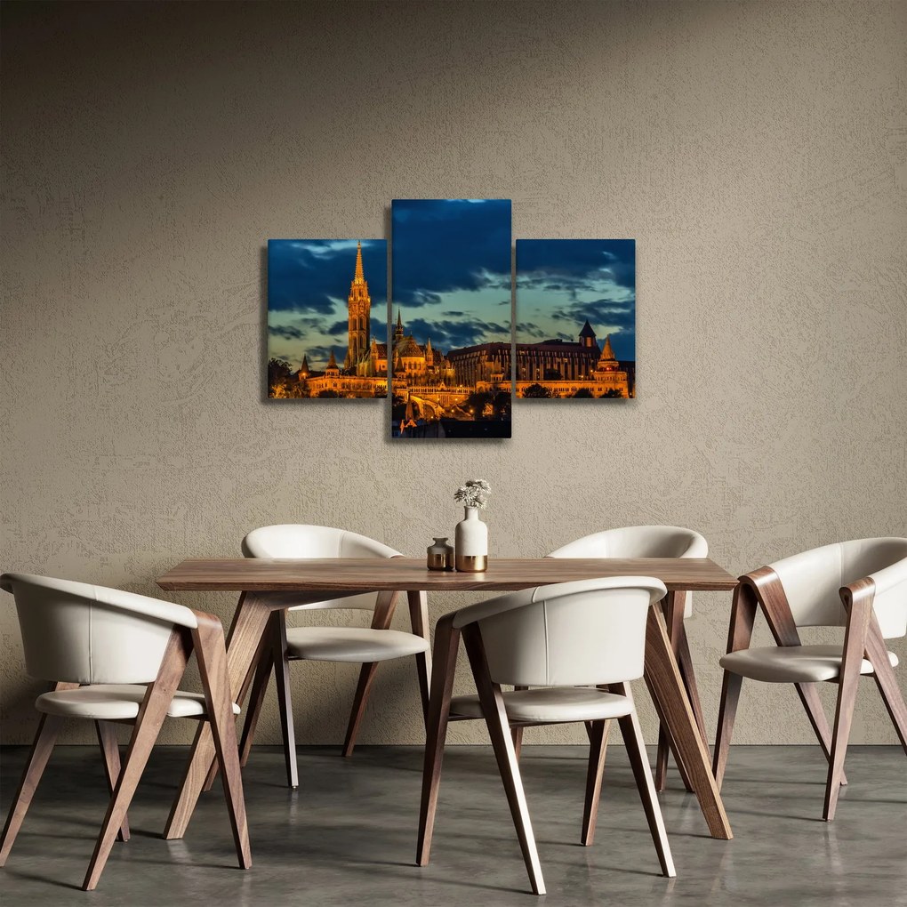 Kivilágított épületek képe (90x60 cm)