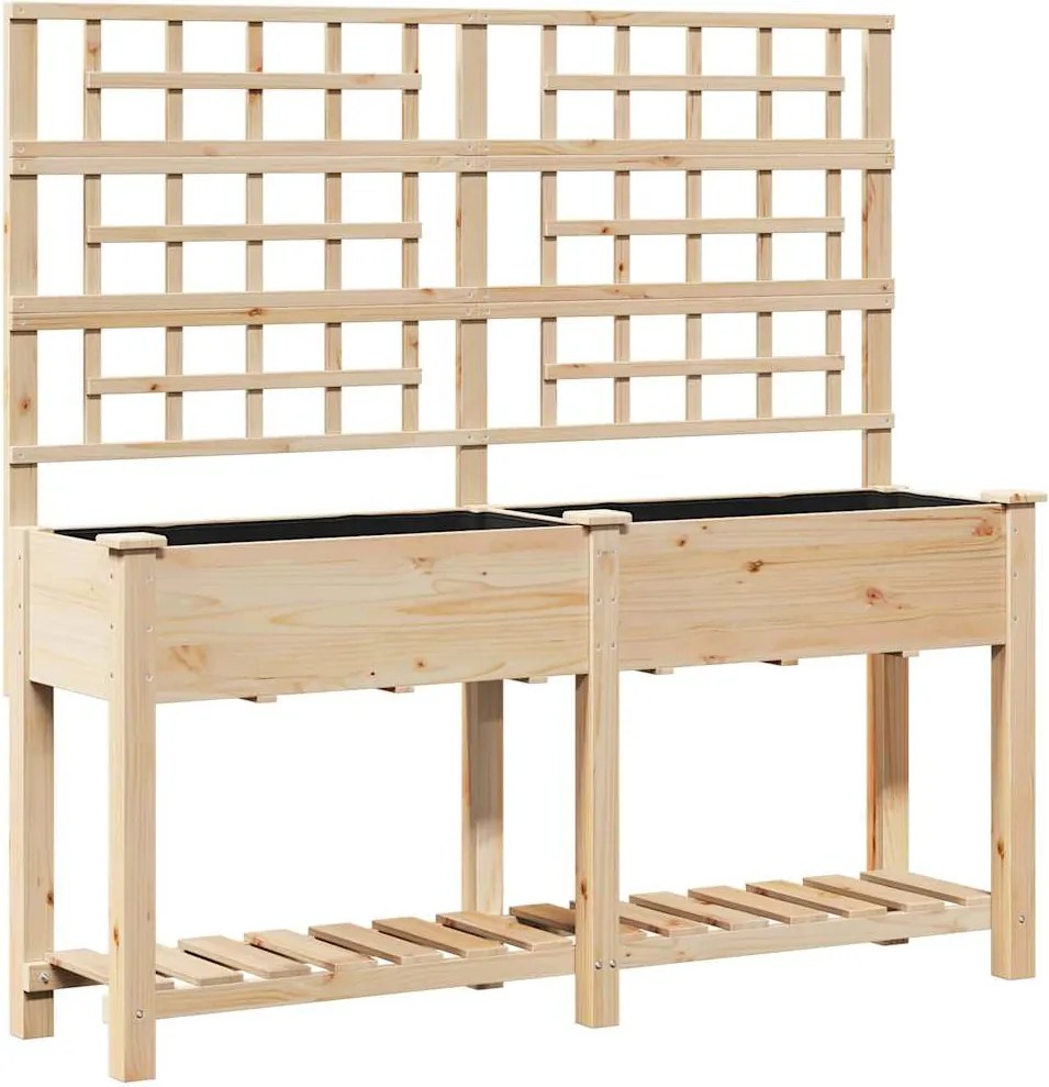vidaXL Kerti cserép polcokkal Bézs 161 x 46 x 152,5 cm Szilárd fenyőfa