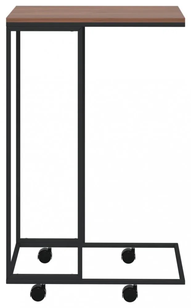 fekete szerelt fa kisasztal kerekekkel 40 x 30 x 63,5 cm
