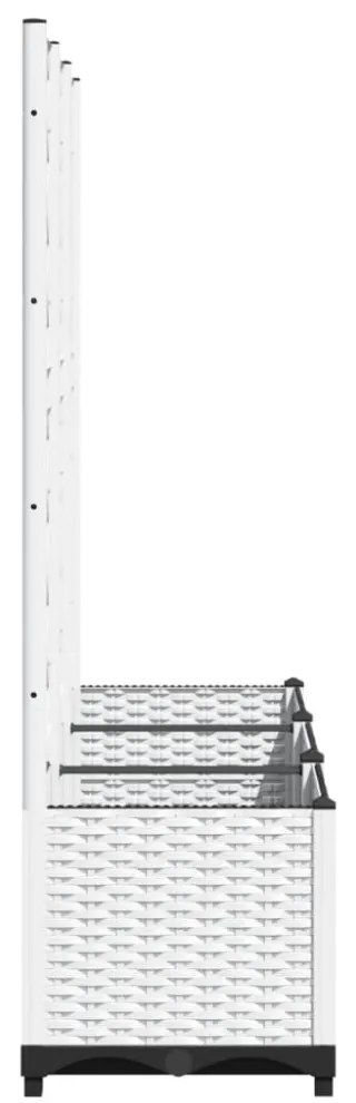 fehér polipropilén rácsos kerti ültetőláda 120 x 40 x 136 cm
