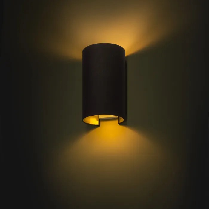 RENDL RON W 15/25 nástěnná Polycotton černá/zlatá fólie 230V LED E27 15W