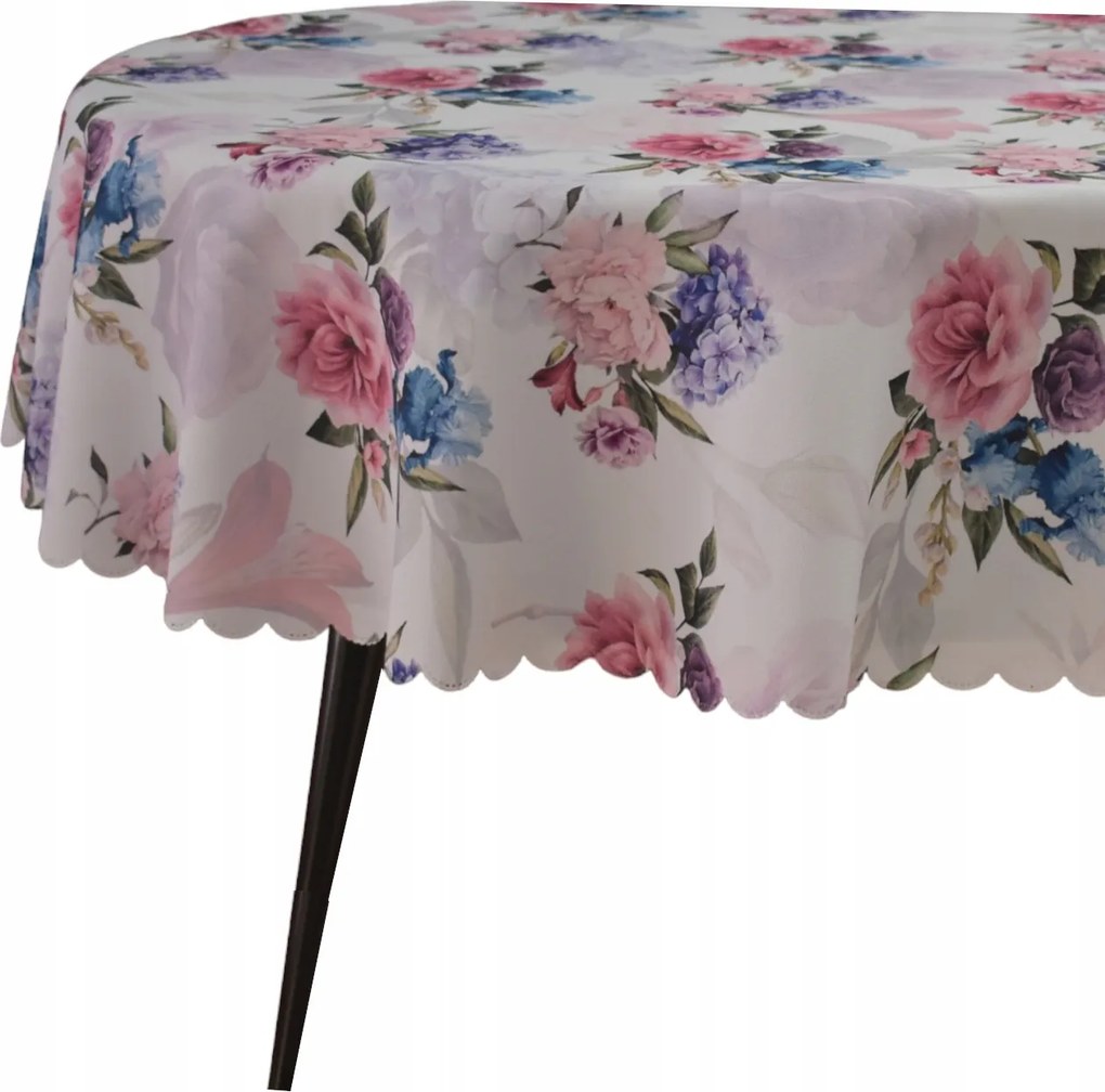 Abrosz Foltálló Ovális 130X250 Fehér Rózsa Bazsarózsa Abrosz Ovális Asztalra