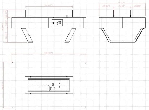 Planika Rio Table GAS - kültéri gáz kandalló 46x106 cm 10kW