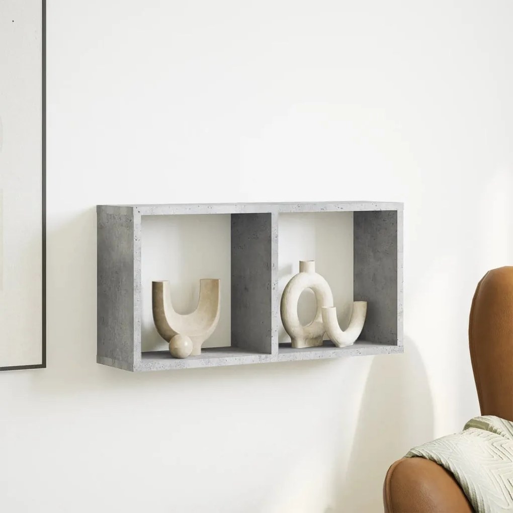 betonszürke szerelt fa faliszekrény 60 x 16 x 30 cm
