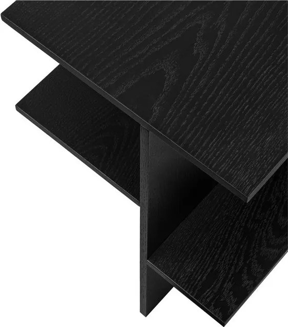 Fekete éjjeliszekrény tölgyfa dekorral Atik – noo.ma