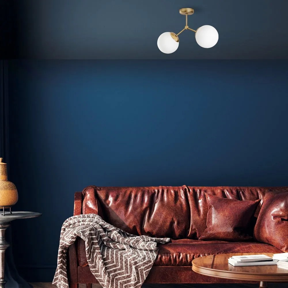 Fehér-sárgaréz színű mennyezeti lámpa üveg búrával 15x44 cm Damar – Opviq lights