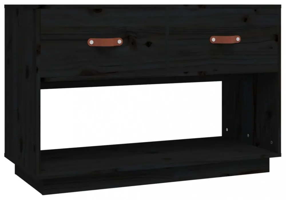 fekete tömör fenyőfa TV-szekrény 90x40x602 cm
