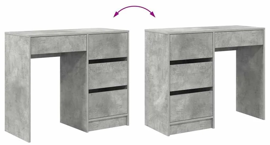 vidaXL Asztal fiókkal tárolóval Beton Szürke 90 x 37.5 x 75 cm Faanyag