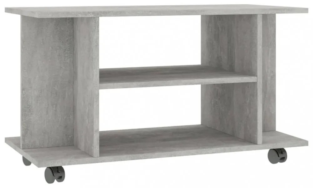 betonszürke szerelt fa TV-szekrény görgőkkel 80 x 40 x 45 cm