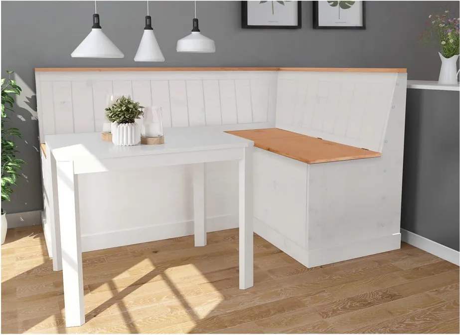 Silas fehér variálható sarokpad tárolóval borovi fenyőből - Støraa