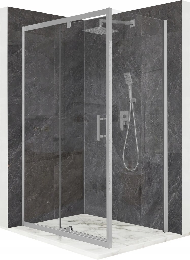 Zuhanykabin 110x90cm billenőajtó króm Esg üveg 6mm bevonat