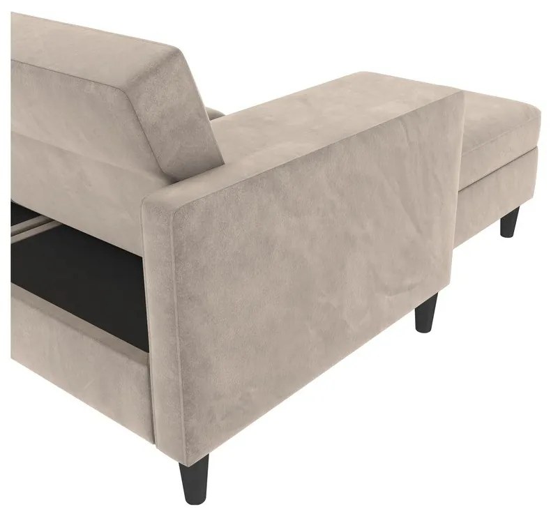 Bézs bársony sarokkanapé Hartford – Støraa