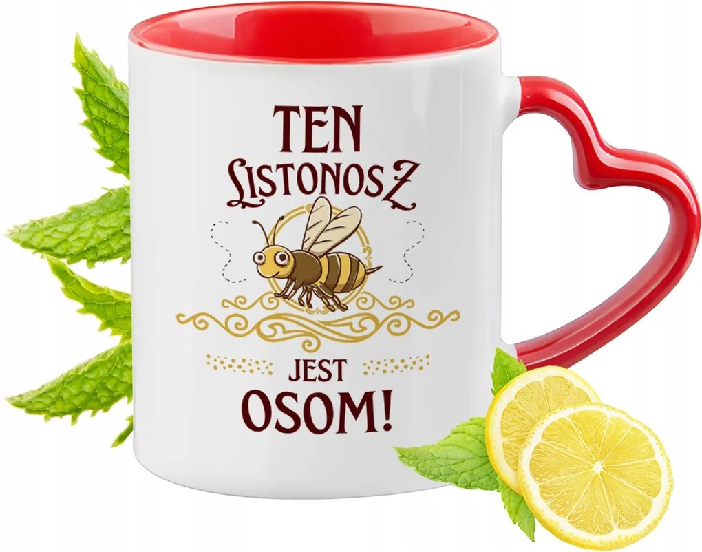 Postásnak Piros Bögre Szív Alakú Füllel Ajándék