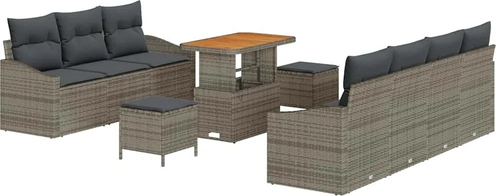 vidaXL Kerti Kanapé Szett párnával tárolóval párnával 10 pcs Szürke