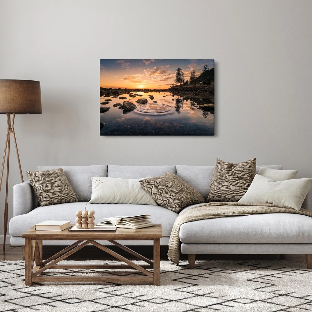 Kép - naplemente a tó mellett (90x60 cm)