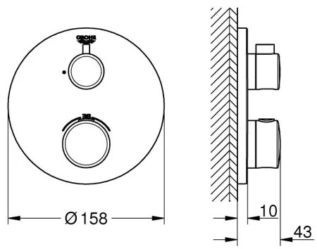 GROHE 24075000 - GROHTHERM termosztátos zuhanycsaptelep, fényes króm