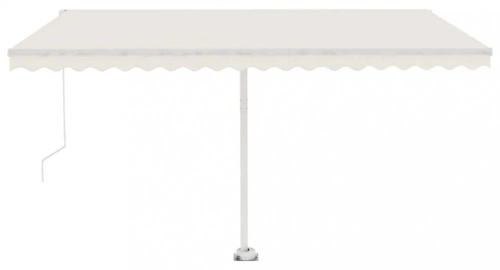 krémszínű kézzel kihúzható LED-es napellenző 400 x 350 cm