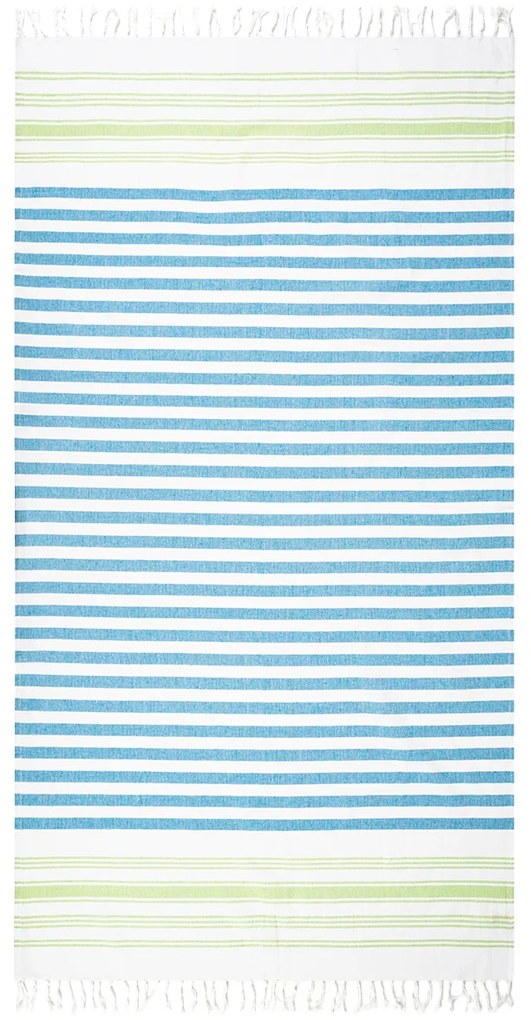 HOME ELEMENTS Fouta törölköző fehér/ zöld/ kék, 90 x 170 cm