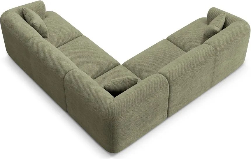Zöld kordbársony sarokkanapé Campi – Cosmopolitan Design