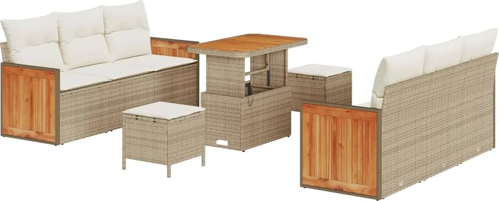 vidaXL Kerti Kanapé Szett párnával 9 pcs Beige és krém