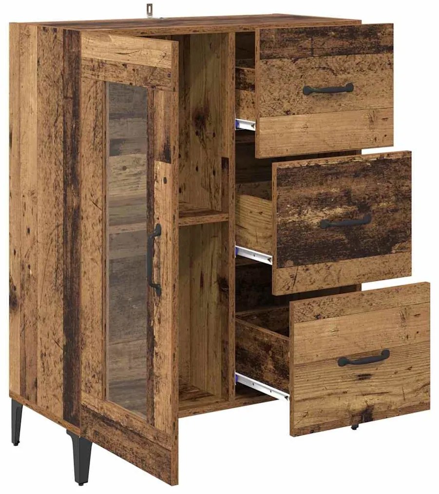 Széf fiókkal Öreg fa 69,5 x 34 x 90 cm Műszaki fa és vas