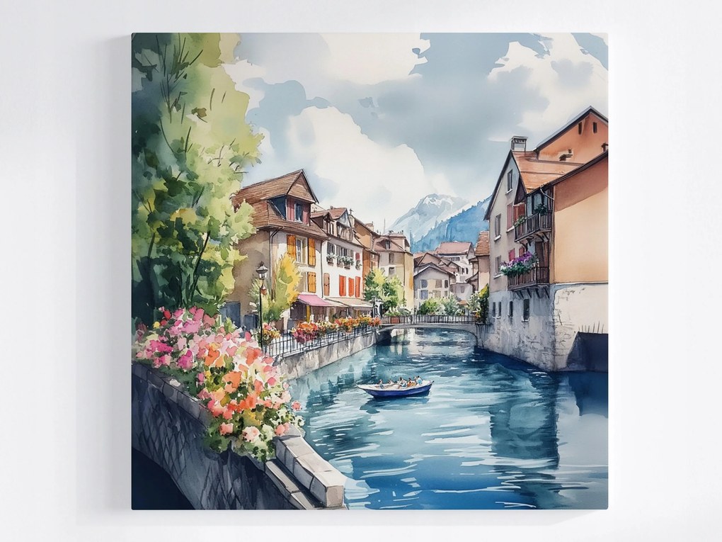 Vászonkép Canvas Város Franciaország Óváros Csatorna Hegyek Alpok 40x40