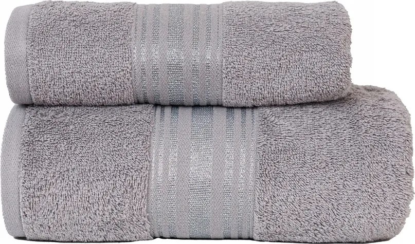 Oskar pamut törölköző 50x90 sötétszürke bordó, pezsgőszínű cérnával