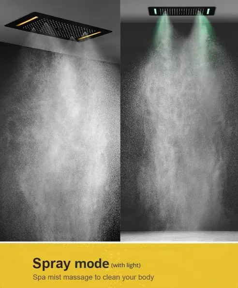 Falba süllyesztett zuhanyrendszer ELITE EDITION BCS1557 LED-világítással, fekete és matt fekete felülettel — Fekete