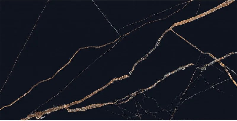 Mexen Fossil Fekete mázas gres burkolólap rek. 120 x 60 cm, magas fényű - TL213-120-060-00