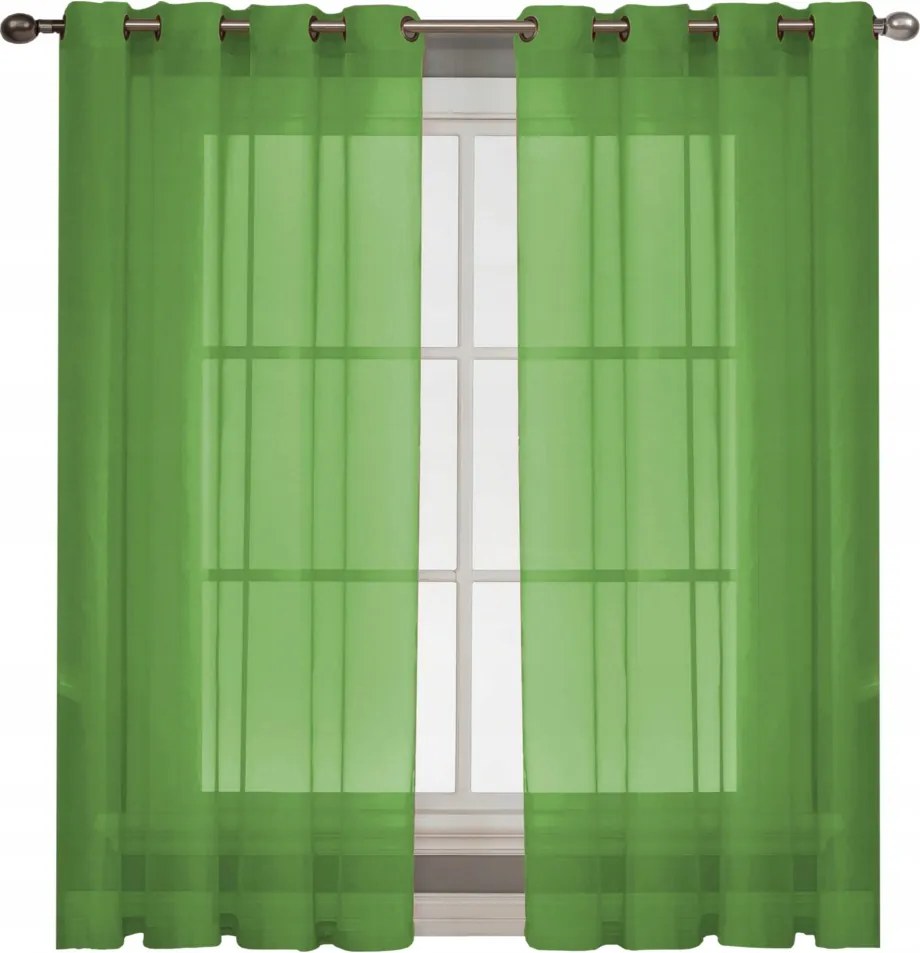 Függöny Kész Voile 145x250 cm magas, pasztellzöld, függönyök karikákkal