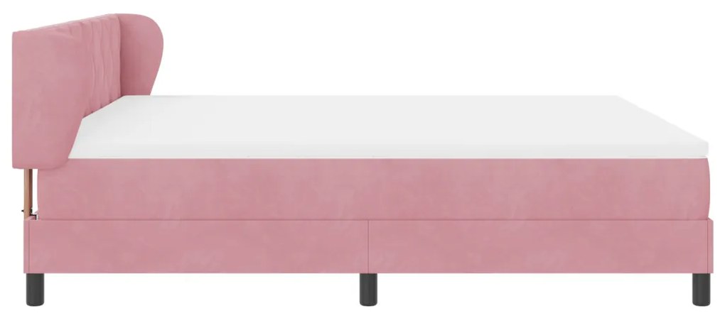 Boxspring Ágy Matrac Áttetsző Rózsaszín 180x200 cm Bársonyos
