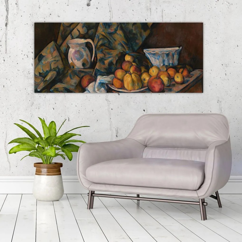 Kép - Paul Cézanne, Still Life with Apples and Peaches, reprodukciók (120x50 cm)