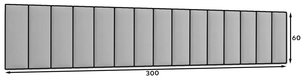 Kárpitozott panel 15 db.  Quadra 300x60 cm (rózsaszín). 1052003