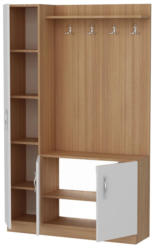 Előszobafal Naturel - Teak, White