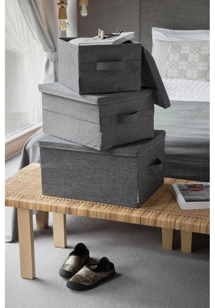 Szürke fedeles textil tárolódoboz 35x19x26 cm Soft Storage – Bigso Box of Sweden